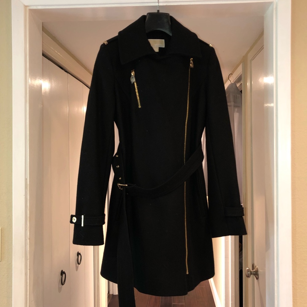 Michael Kors Asymmetrical Zip Wool Coat NWOT